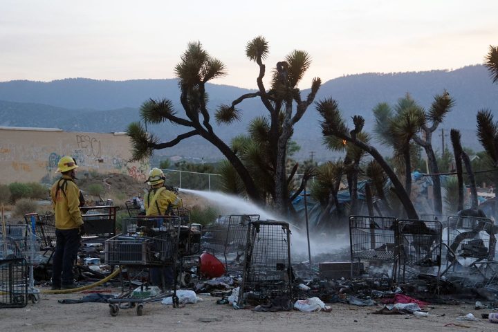 VIDEO: Another Homeless Encampment Fire Behind Stater Bros.; Third in Three Weeks