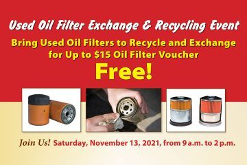 Used Oil Filter Exchange & Recycling Event-Nov. 13